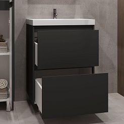 Stella Polare Тумба с раковиной Борнео 70 Люкс графит матовый – фотография-8